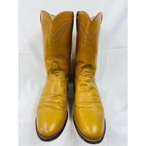 VTG Justin Roper Boots Exotic womens  7.5 B Smooth Ostrich L3022 Cognac Tan USA